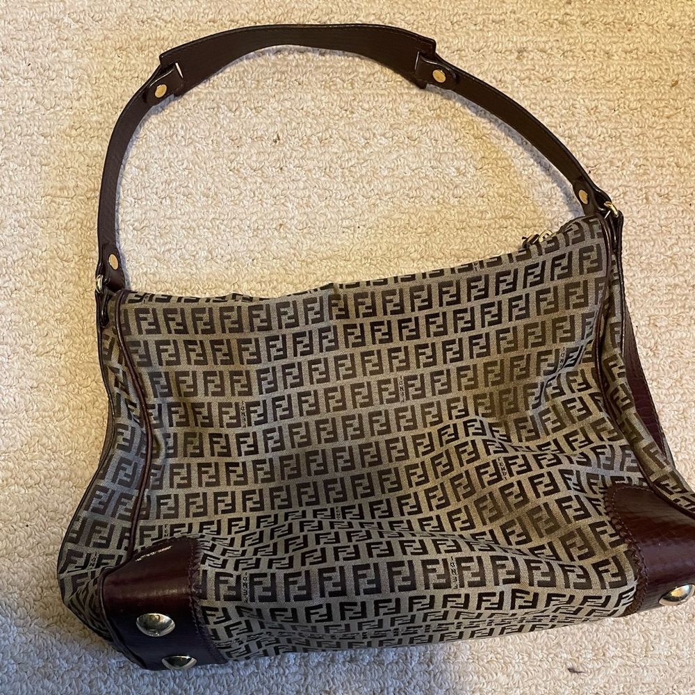 Authentic fendi zucca print shoulder bag